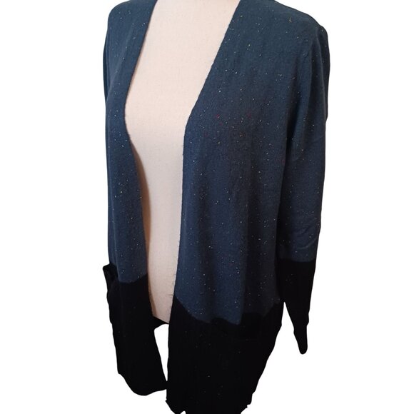 Love Ellie, Size L, Teal & Black Colorblock Knit Duster‎ Cardigan with Pockets - Picture 4 of 13